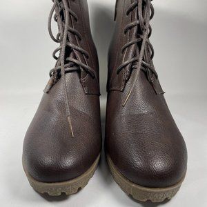 Reneeze Cherry-2 Women’s Laced Up 3" Wedge Ankle Booties Boots Brown Size 6/36